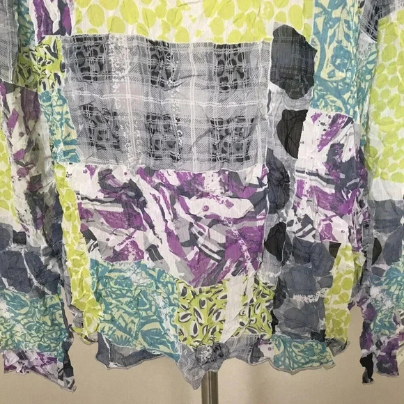 Chalet Et Ceci Womens Size Medium Long Sleeve Top Crinkled Lagenlook Art to Wear - Picture 3 of 16